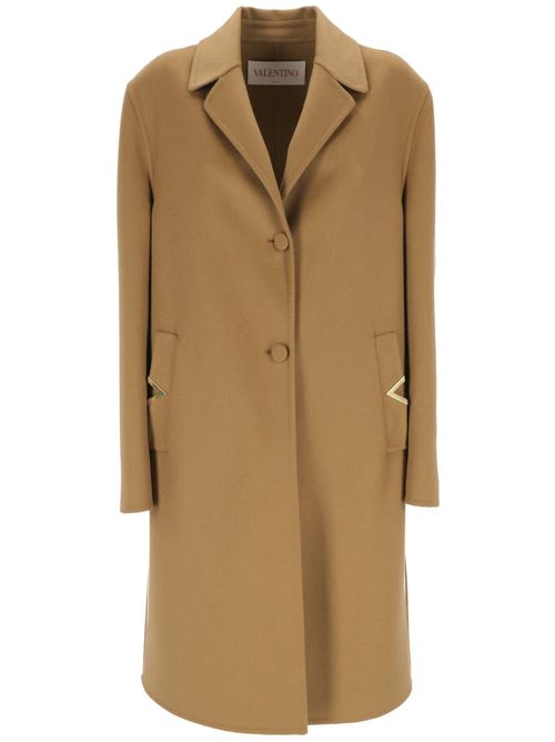 Caramel brown virgin wool-cashmere coat Valentino PAP | 4B3CA7176JAYKF